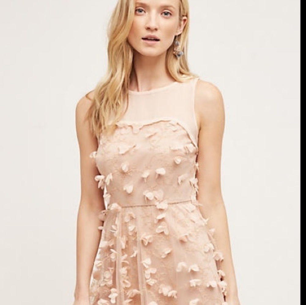 Eva Franco blush dress with petals Anthropologie 6